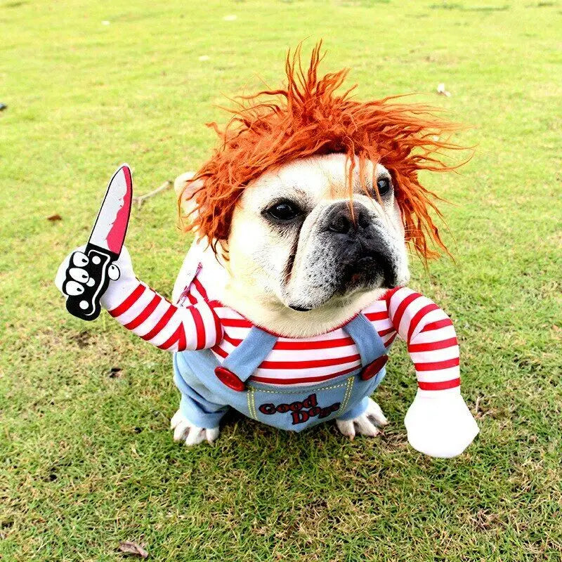 Dog Cat Pet Funny Costume Chucky Deadly Doll Cosplay Party Fancy Festival Cloth cat clothes