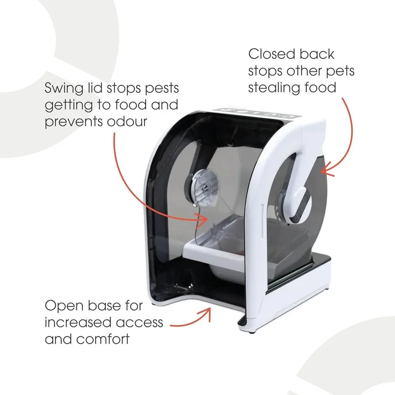 Microchip Pet Feeder with Included ID Disc for Cats and Small Dogs BPA-Free Bowl and Enclosed Back