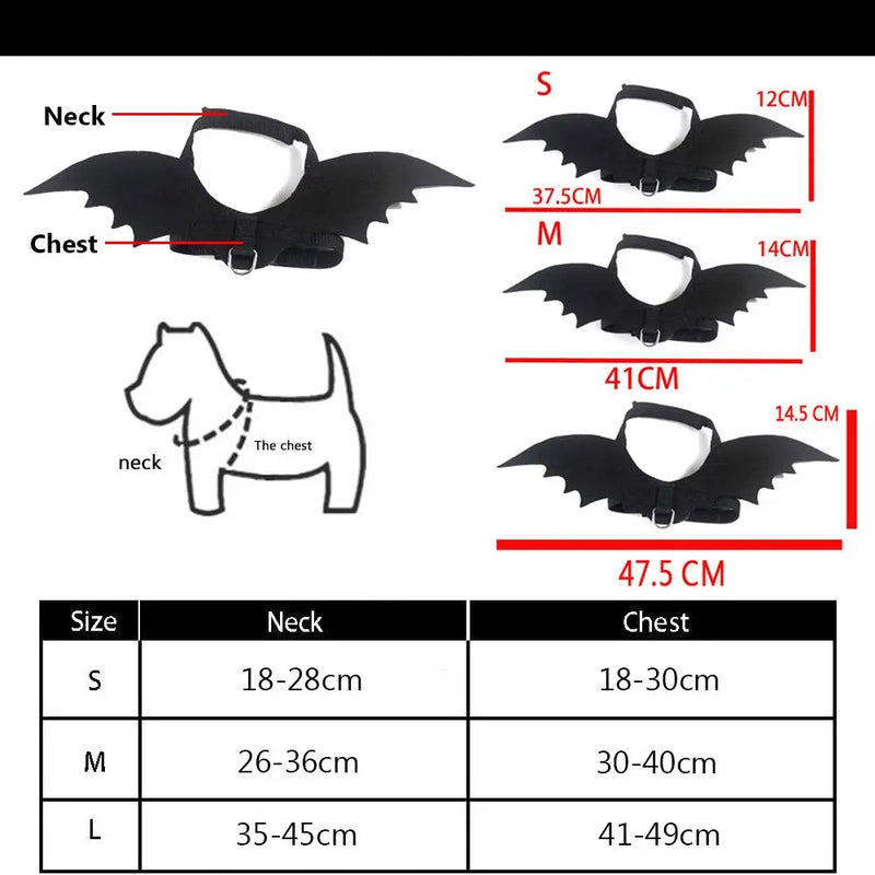 Pet Halloween Bat Wings Dog Cat Costume Party Dress Funny Cool Puppy Kitty Apparel Cosplay Prop with Traction Rope Fixing Hole