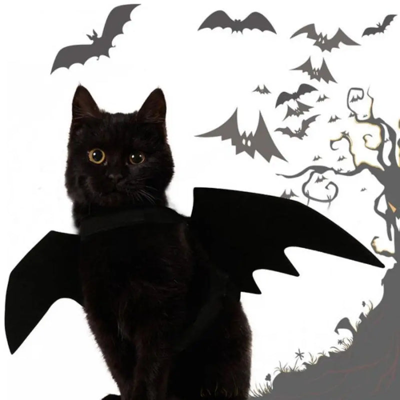 Pet Halloween Bat Wings Dog Cat Costume Party Dress Funny Cool Puppy Kitty Apparel Cosplay Prop with Traction Rope Fixing Hole