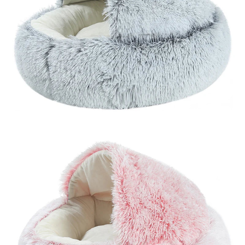 Cat Bed Pet Mattress Warm Soft Plush Pet Bed with Cover Round  Cat Dog  Sleeping Nest Cave for Small Dogs kitten