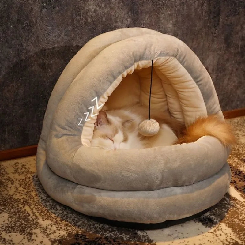 Pet Tent Cave Bed for Cats Small Dogs Self-Warming Cat Tent Bed Cat Hut Comfortable Pet Sleeping Bed Foldable Washable