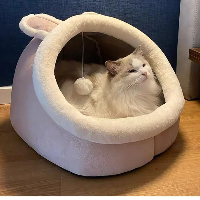 Cat Bed House Kennel Nest Round Pets Sleeping Cave Kitten Beds Pet Basket Cozy Kitten Lounger Cushion Cat House Tent Dog House