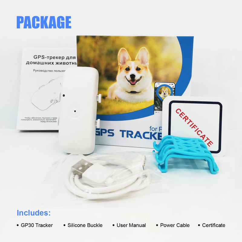 Smart Waterproof GPS Tracker for Dogs and Cats with Beep Sound, Light, Optional Collar and Low Service Fee for Safe Tracking