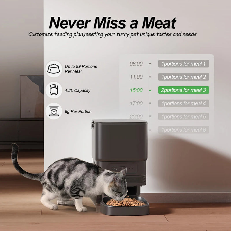 Automatic Feeder for pets 5G WiFi Smart Cat Feeder Feed Time Setting for Pets Dogs Cats Food Automatic Dispenser Bowl