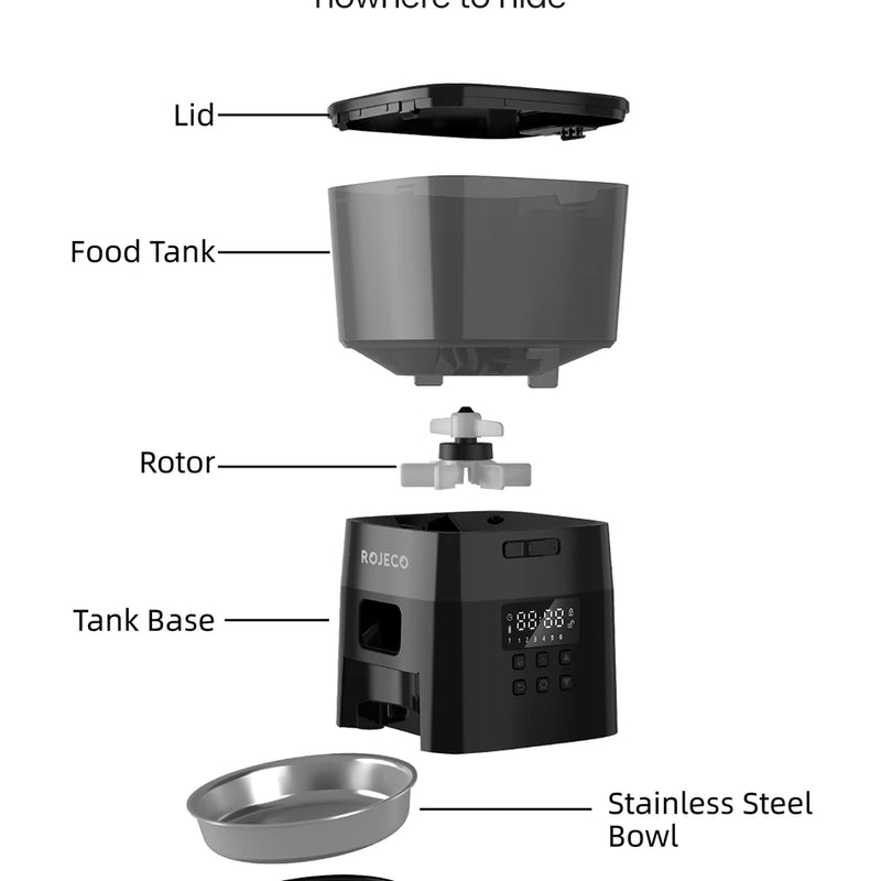 ROJECO Automatic Pet Feeder Button Version