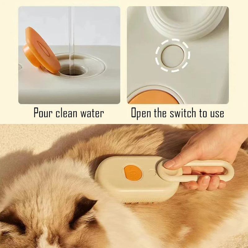 Cat Dog Pet Spray Massage Brush 3 in 1 One Button Steam Spray Folding Rotatable Floating Hair Bath Hair Removal Brush Comb