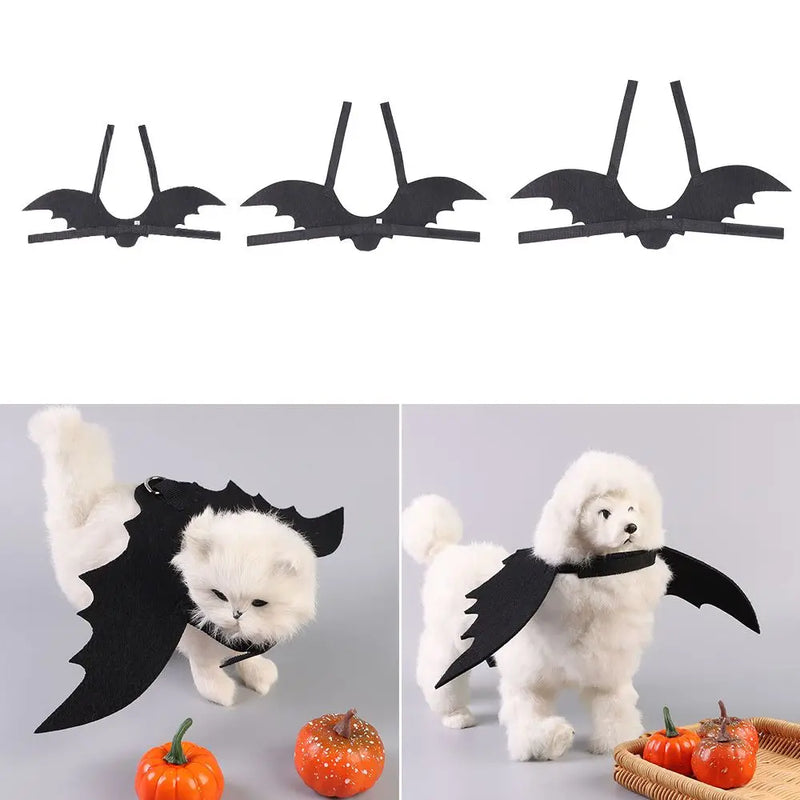 Pet Halloween Bat Wings Dog Cat Costume Party Dress Funny Cool Puppy Kitty Apparel Cosplay Prop with Traction Rope Fixing Hole