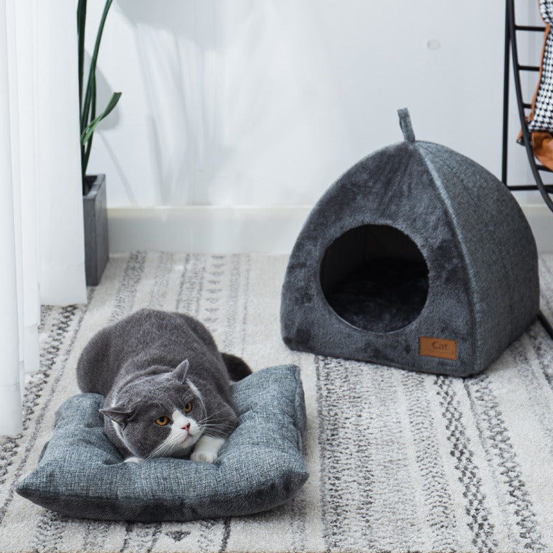 New Triangle Cat Nest Closed Cat House Pet Nest Warm and Thickened Deep Sleep Dog Nest Pet Supplies