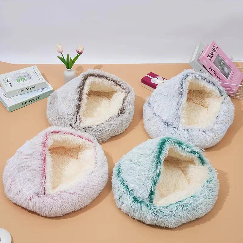 Plush Pet Cat Bed Round Cat Cushion Cat House 2 In 1 Warm Cat Basket Pet Sleep Bag Cat Nest Kennel For Small Dog Cat dog bed