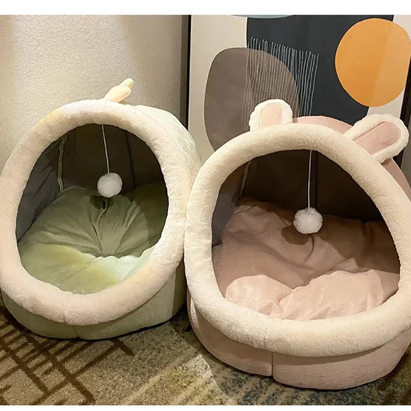 Cat Bed House Kennel Nest Round Pets Sleeping Cave Kitten Beds Pet Basket Cozy Kitten Lounger Cushion Cat House Tent Dog House