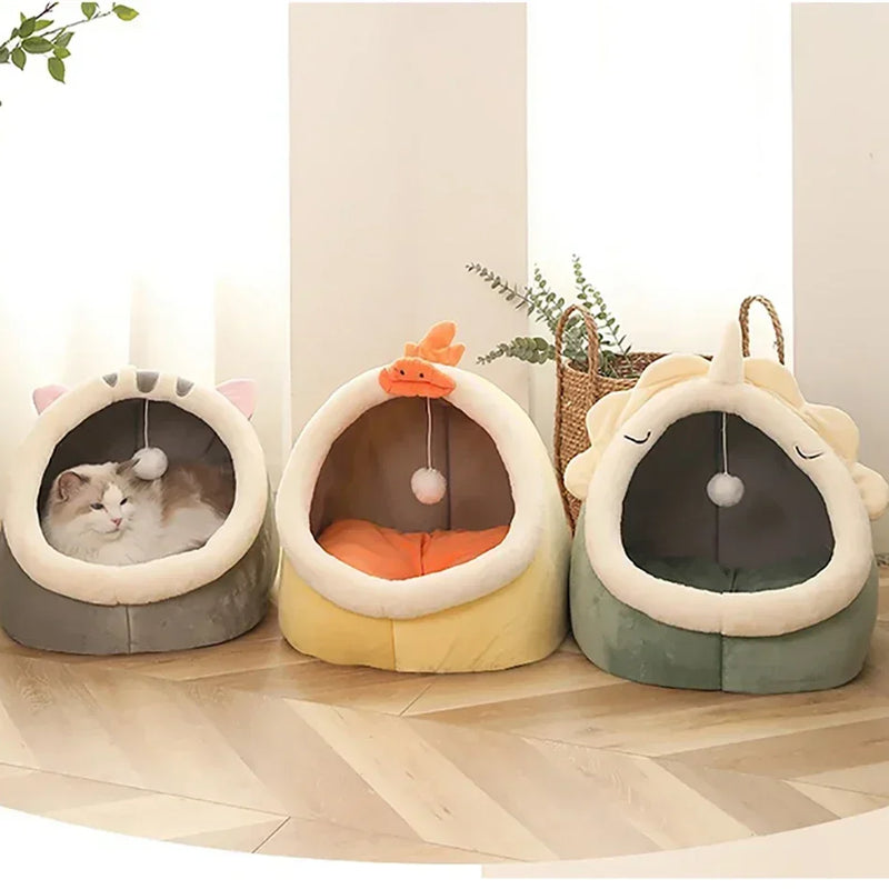 Cat Bed House Kennel Nest Round Pets Sleeping Cave Kitten Beds Pet Basket Cozy Kitten Lounger Cushion Cat House Tent Dog House