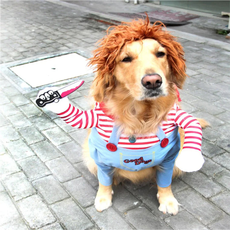 Dog Cat Pet Funny Costume Chucky Deadly Doll Cosplay Party Fancy Festival Cloth cat clothes