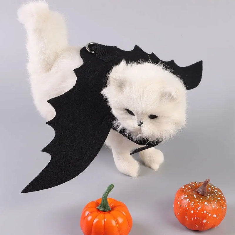 Pet Halloween Bat Wings Dog Cat Costume Party Dress Funny Cool Puppy Kitty Apparel Cosplay Prop with Traction Rope Fixing Hole