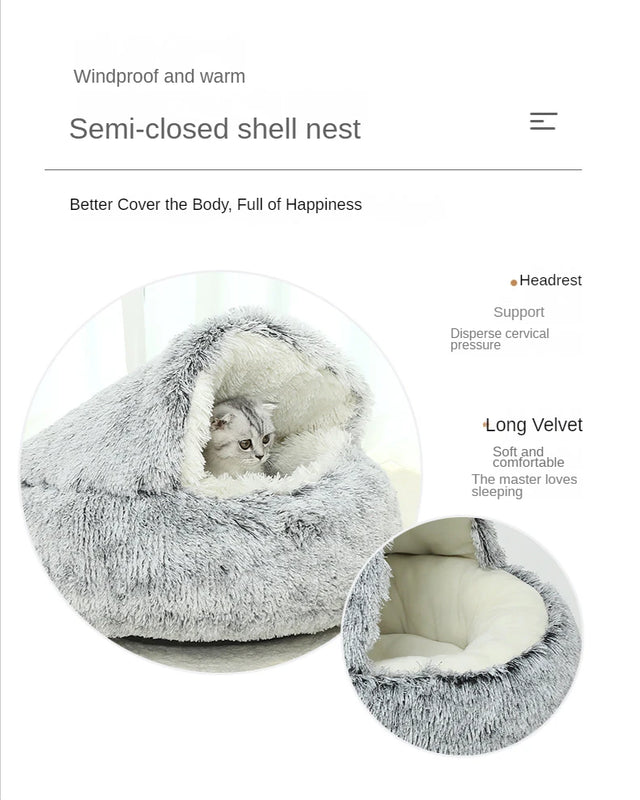 Plush Pet Cat Bed Round Cat Cushion Cat House 2 In 1 Warm Cat Basket Pet Sleep Bag Cat Nest Kennel For Small Dog Cat dog bed