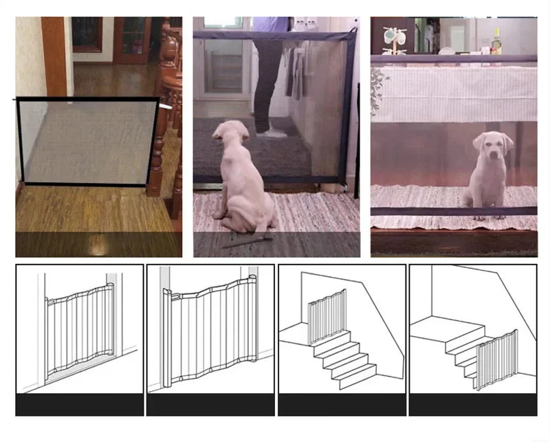 Dog Gate Ingenious Mesh Dog Fence For Indoor and Outdoor Safe Pet Dog gate Safety Enclosure Pet supplies  baby safety gate