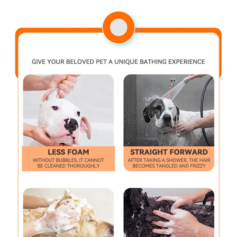 Dog Bathing Brush Pet Massage Brush Shampoo Dispenser Soft Silicone Brush Rubber Bristle for Dogs and Cats Shower Grooming Tool