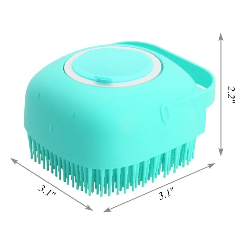 Pet Dog Shampoo Brush 2.7oz 80ml Cat Massage Comb Grooming Scrubber  for Bathing Short Hair Soft Silicone Rubber