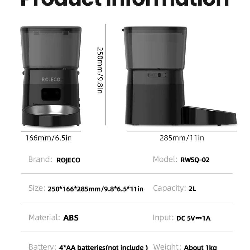 ROJECO Automatic Pet Feeder Button Version