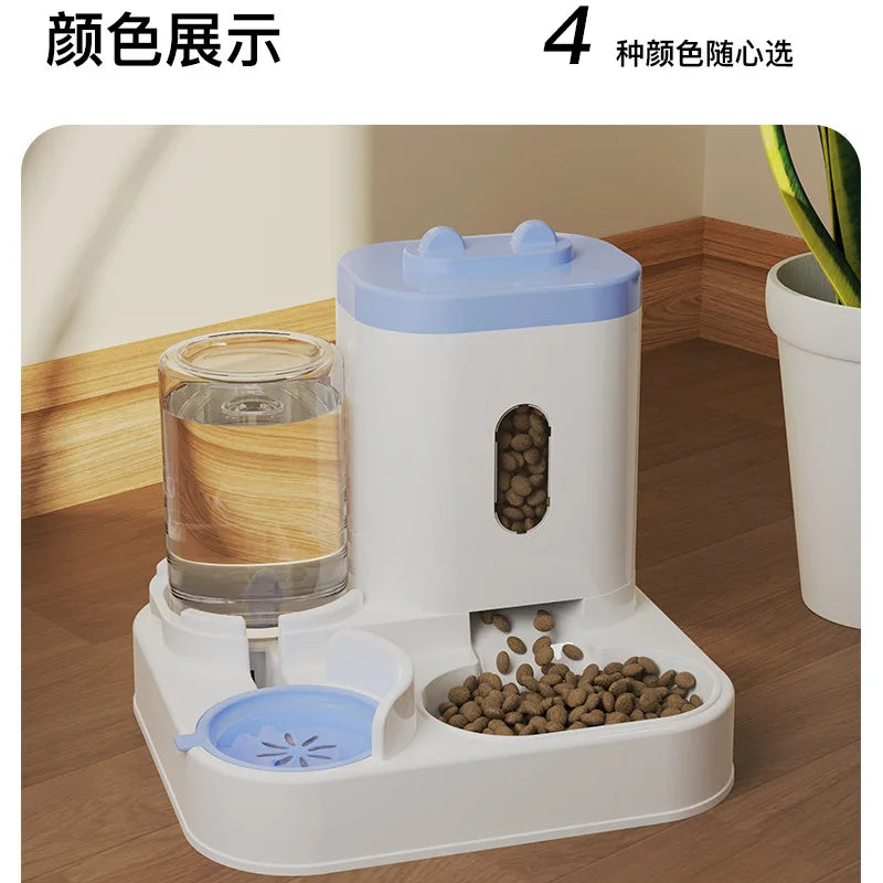 New original boxed upright rabbit ear automatic cat feeder, non wetting mouth pet water dispenser