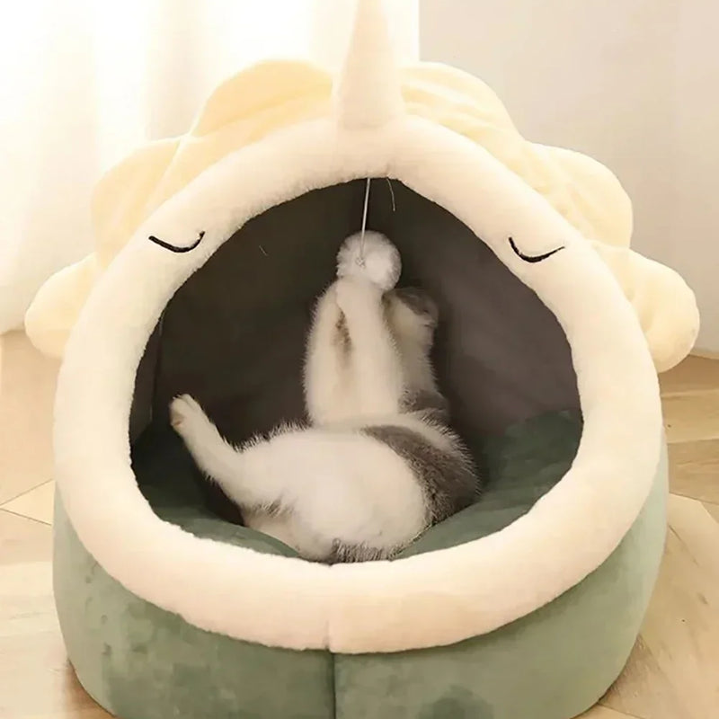 Cat Bed House Kennel Nest Round Pets Sleeping Cave Kitten Beds Pet Basket Cozy Kitten Lounger Cushion Cat House Tent Dog House