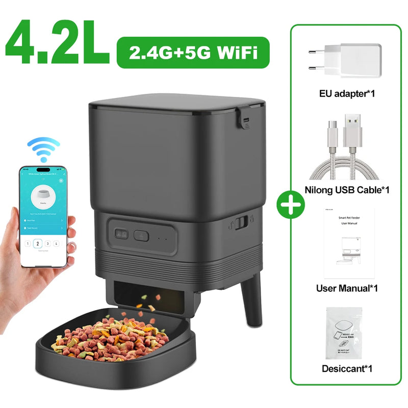 Automatic Feeder for pets 5G WiFi Smart Cat Feeder Feed Time Setting for Pets Dogs Cats Food Automatic Dispenser Bowl