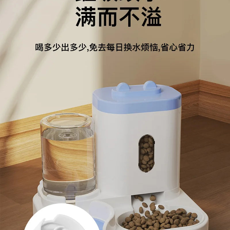 New original boxed upright rabbit ear automatic cat feeder, non wetting mouth pet water dispenser