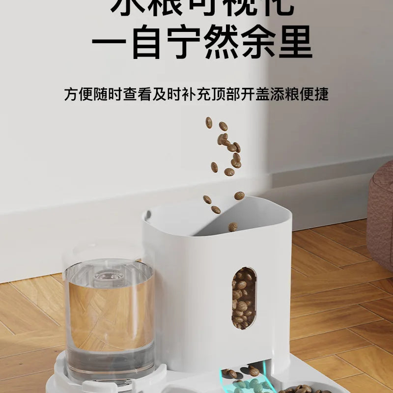 New original boxed upright rabbit ear automatic cat feeder, non wetting mouth pet water dispenser