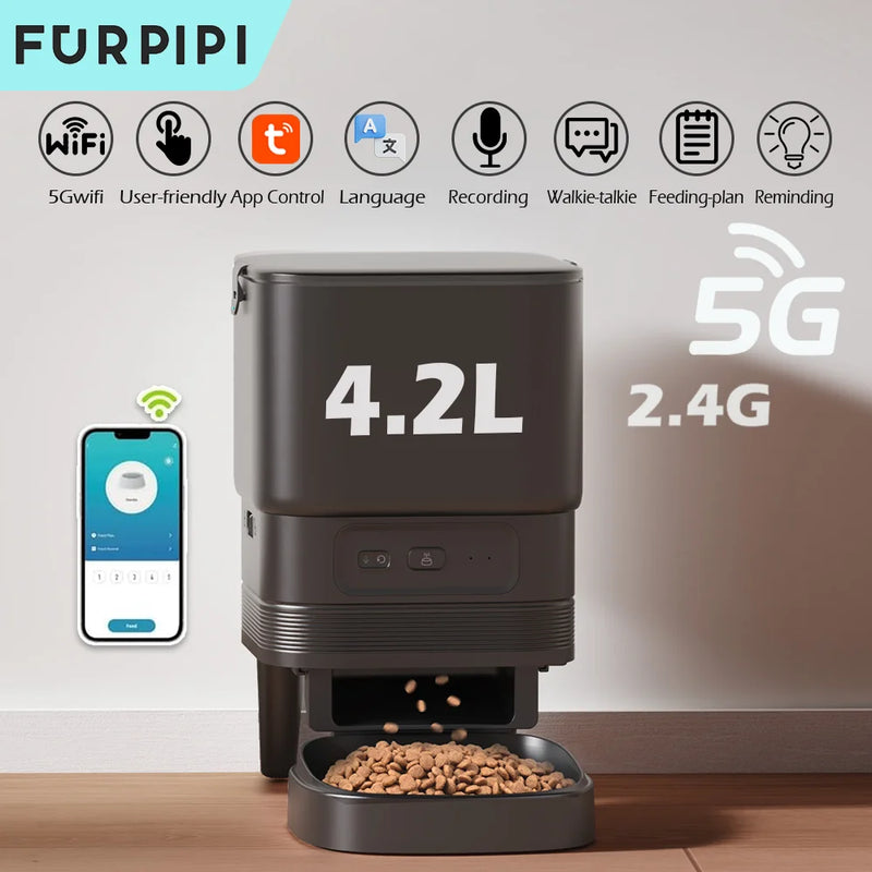 Automatic Feeder for pets 5G WiFi Smart Cat Feeder Feed Time Setting for Pets Dogs Cats Food Automatic Dispenser Bowl