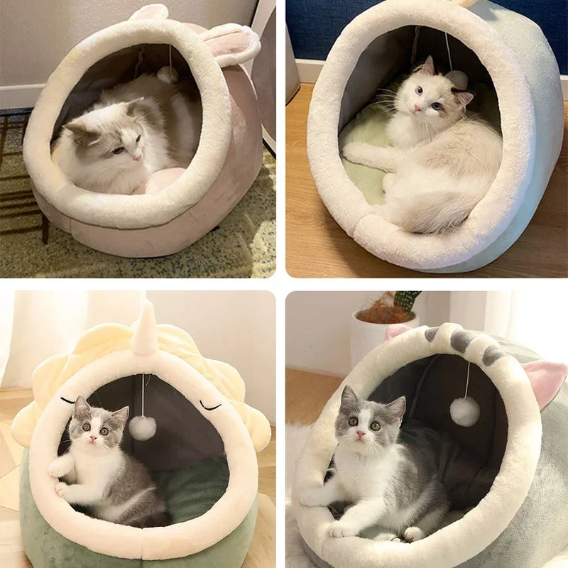 Cat Bed House Kennel Nest Round Pets Sleeping Cave Kitten Beds Pet Basket Cozy Kitten Lounger Cushion Cat House Tent Dog House