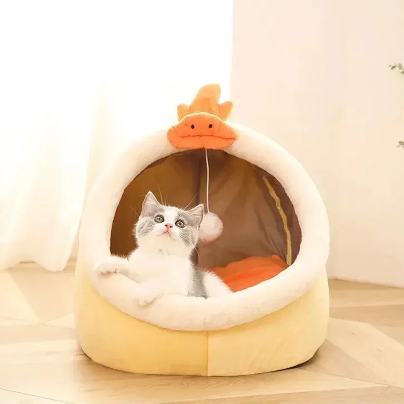 Cat Bed House Kennel Nest Round Pets Sleeping Cave Kitten Beds Pet Basket Cozy Kitten Lounger Cushion Cat House Tent Dog House